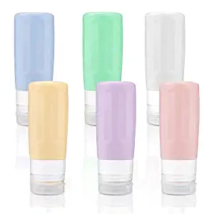 Travel Bottles TSA Approved, 3oz Travel Containers Squeezable Leak Proof Silicone Travel Size Toiletries Containers for Shampoo Conditioner Lotion Face Body Wash (6 Pack)
