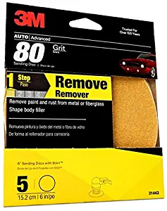 3M(TM) Sanding Discs, 31443, 6 in, 80 Grit, 5 discs per pack