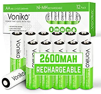 VONIKO AA Rechargeable Batteries 12 Pack – High Capacity Rechargeable AA Batteries – Pre-Charged Rechargeable Battery - Ultimate Lifespan Ni-MH HR6