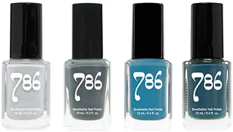 786 Cosmetics Nail Polish Set - Vegan, Cruelty-Free, Halal Nail Polish, 4 Full Sized Nail Polishes (Blue/Grey Set)