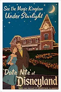 date night AT DISNEYLAND vintage poster 24X36 MAGIC KINGDOM by starlight HOT