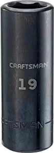 CRAFTSMAN Deep Impact Socket, Metric, 1/2-Inch Drive, 19mm (CMMT16080)