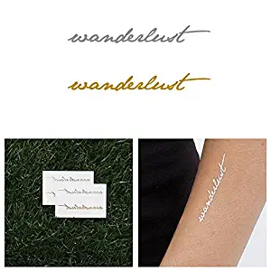 Tattify Gold And Silver Wanderlust Temporary Tattoo - Voyager (Set of 4) - Other Styles Available - Fashionable Temporary Tattoos