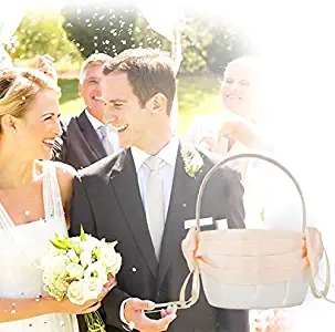 AUNMAS Flower Girl Baskets for Weddings Romantic Wedding Flower Bowknot Ribbon Basket for Wedding Ceremony Banquet Decoration