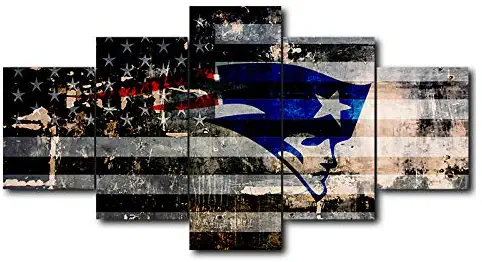 LIUZYU 5 Piece Canvas Prints Giclee Posters & Prints Canvas Painting Print Painting Canvas Art New England Patriots Picture Large Wall Picture for Living Room Sports Logo-B1 Frameless