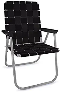 Lawn Chair USA Webbing Chair (Deluxe, Black with Black Arms)