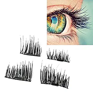 False Magnetic Eyelashes, Magnetic False Eye Lashes Magnet Eyelashes, 1 pair (4 piece) Ultra-thin 0.2mm Magnetic false eyelashes 3D Natural Reusable False Magnet Eyelashes Extension