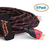 Aurum Ultra Series - High Speed HDMI Cable 25 Ft with Ethernet - Supports 3D & ARC [Latest Version] - 25 Feet - 5 Pack