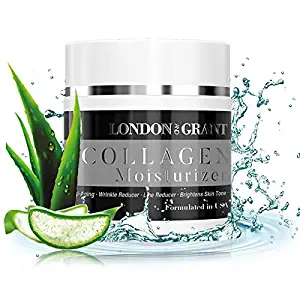 Natural & Organic Collagen Face Moisturizer - Anti Aging Facial Cream - Reduces Appearance of Wrinkles, Dark Circles, Fine Lines & Acne - Formulated with Glycerin & Mineral Oils - 2 fl.Oz (1 Pack)