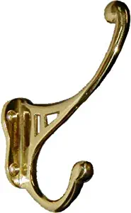 Cast Brass Hat and Coat Hall Tree Hook - 4-7/8