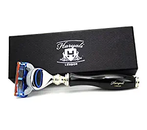 Haryali London 5 Edge Shaving Razor With Black Handle Beard and Mustache Safety Razor For Mens Perfect Shave