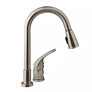 Dura Faucet Kitchen Faucet for RV Pull-Down with Side Lever for Recreational Vehicles, Motorhomes, 5th Wheels, and Travel Trailers (Brushed Satin Nickel)