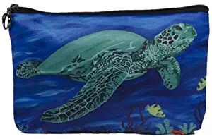 Cosmetic Bag, Zipper Pouch - Zip-top Closer - Taken From My Original Paintings - Animals (Sea Turtle - Wisdom)