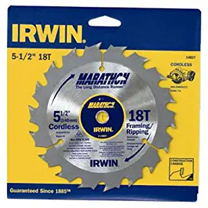 IRWIN Tools MARATHON Carbide Cordless Circular Saw Blade, 5 1/2-Inch, 18T, .063-inch Kerf (14027)