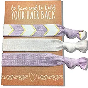 Mayde Ribbon Hair Ties, Hair Bands Party Favors Kit for Bachelorette or Bridal Parties (Purple, Pack of 6)