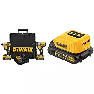 DEWALT DCK299P2 20V MAX XR Lithium Ion Brushless Premium Hammerdrill & Impact Driver Combo Kit, 5.0 Ah with USB Power Source