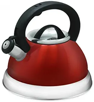 Stainless Steel Whistling Tea Kettle or Tea Maker w/Encapsulated Base 2.8 Liter - Red