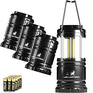 MalloMe LED Camping Lantern Flashlights 2 Pack & 4 Pack - Super Bright - 350 Lumen Portable Outdoor Lights with AA Batteries (Black, Collapsible)