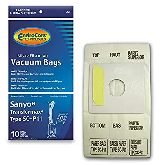 EnviroCare Replacement Vacuum Bags for Sanyo Transformax Uprights Style SC-P11 10 Bags