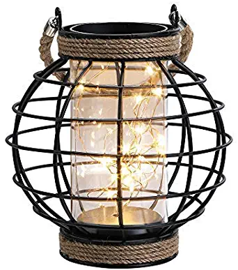 JHY DESIGN Metal Cage LED Lantern Battery Powered,9.4