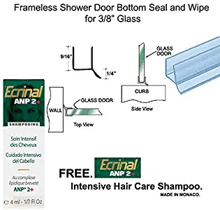 Clear Shower Door Dual Durometer PVC Seal and Wipe for 3/8" Glass - 31" long with Free Ecrinal Intensive Hair Care Shampoo with ANP2 4 ml