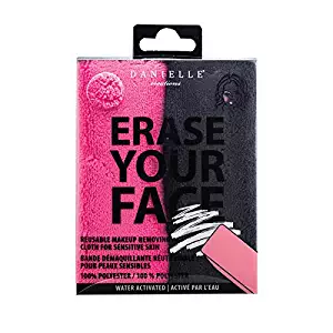 Danielle Erase Your Face Reusable Makeup Removing Cloths, 2-Pack, 2 Count, Pink/Black, 2 Count