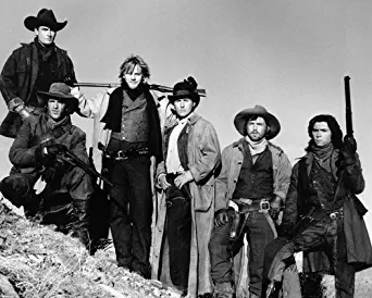 Charlie Sheen and Kiefer Sutherland and Emilio Estevez and Lou Diamond Phillips and Dermot Mulroney and Casey Siemaszko in Young Guns Outlaw portrait 11x14