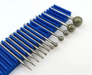 13 Pcs 2.35mm(3/32'') Shank Diamond Grinding Head Mounted Burr Point Set F Needle for Jade, Jewelry, Stone, Ceramic Grinding/ Carving/ Polishing