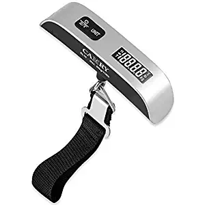 Camry 110 Lbs Luggage Scale with Temperature Sensor and Tare Function Gift For Traveler, Silver