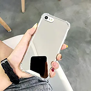 KEXAAR Mirror case for iPhone SE 2020, iPhone 7 case,iPhone 8 case[Four Corners Thicken Shockproof] [Hard Back+Soft Bumper] [Anti-Scratch] for Girls Woman Makeup,Touch up and Selfies(Mirror 7/8/SE)