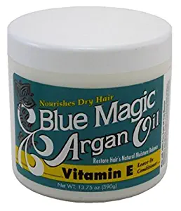 Blue Magic Argan Oil & Vitamin-E Leave-In 13.75 Ounce Jar (406.6ml) (6 Pack)