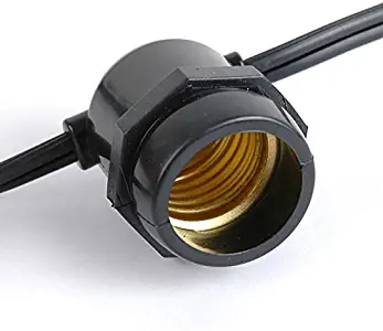 100 Foot S14 Edison Outdoor String Lights - Commercial Grade String Lights - Backyard Garden Gazebo – Cafe Market Light Set – Vintage Patio String Lights - Black Wire - E26 Medium Base
