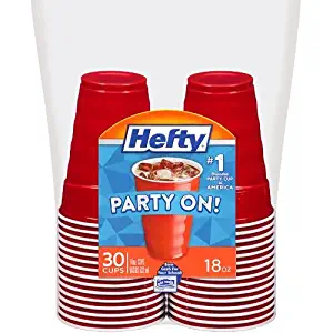 Hefty Party On Red Plastic Cups, 18 Ounce, 30 Cups