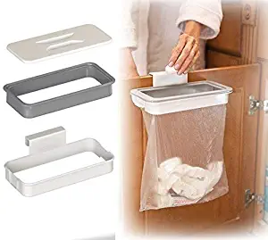 Pveath Attach A Trash - Hanging Trash Bag Holder,Cupboard Door Back Trash Rack Storage, Waste Bin,Kitchen Cabinet Garbage Tools