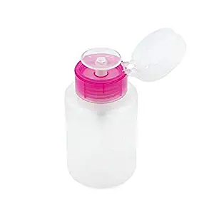 DNHCLL 1PCS 150ML(5oz) Push Down Empty Lockable Pump Dispenser Bottle for Nail Polish and Makeup Remover(Pink Top Cap)