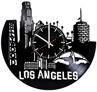 OlhaArtShop City of Los Angeles Vinyl Wall Clock, Vinyl Record Handmade Art Decor for Home Room Kitchen, Vintage Original Gift for Any Occasion, Party Supplies Decoration