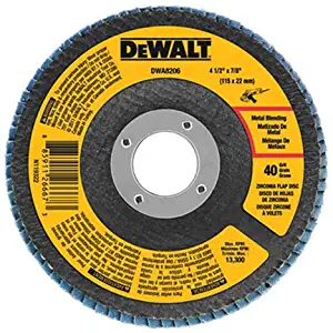 DEWALT DWA8206 40 Grit Zirconia T27 Flap, 4-1/2-Inch X 7/8-Inch