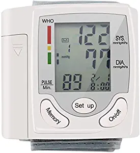 Wrist Cuff LCD Electric Blood Pressure Monitor, Electronic Digital LCD Fully Automatic with Accurate Pulse Portable One-Button Start Blood Pressure Monitor