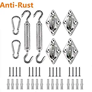Sun Shade Sail Hardware Kit Hooks Rectangle SquareTriangle Canopy Hardware Kit Hook Sun Sail Installation Kit Accessory for Outdoor Patio Backyard Sail Cloth 316 Anti-Rust Stainless Steel