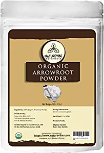 Naturevibe Botanicals Organic Arrowroot Powder, 16 ounces | Arrowroot Flour or Starch | Gluten Free and Non-Gmo | Manihot esculenta | Cooking and Baking | Thickening Agent [Packaging may vary]