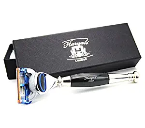 Haryali London 5 Edge Shaving Razor With Black Handle Beard and Mustache Safety Razor For Mens Perfect Shave