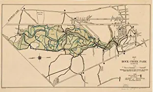 1921 to 1922 Map of Rock Creek Park : December 1921 : Washington D.C. - Size: 16x24 - Ready to Frame