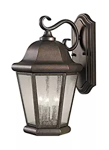 Feiss OL5902CB Martinsville Outdoor Patio Lighting Wall Lantern, Bronze, 3-Light (10"W x 17"H) 180watts