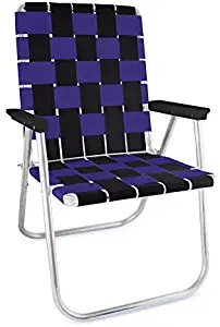 Lawn Chair USA Folding Aluminum Webbing Chair (Classic, Black//Purple)