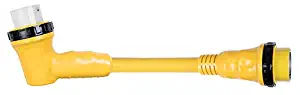 ParkPower by Marinco 50 Amp, 125/250V Locking W/Sealing Collar Male Plug to 50 Amp, 125/250V Locking Female Side Yellow Right Angle Adapter