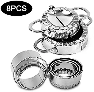 Best Utensils 8 Pcs Set of Dumpling Maker Stainless Steel Dumpling Mold Press Wrapper-Kitchen Tools Set,Silver