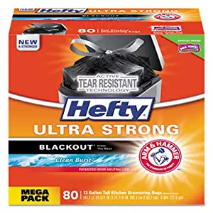 Ultra Strong Blackout Clean Burst Tall Drawstring Trash Bags, 13 gallon, 80 count by Hefty