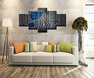 St Louis Blues Pictures Wall Art Canvas Prints Home Decor for Living Room Ice Hockey Poster with Frame Paintings Decoration Ready to Hang(60''Wx32''H)