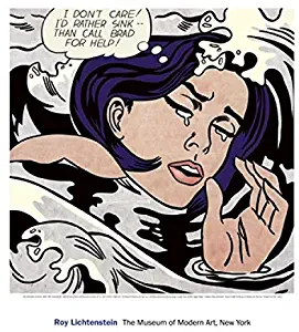 Drowning Girl, Pop Art Poster Print by Roy Lichtenstein, (Overall Size: 26x23)(Image Size: 21.75x22)