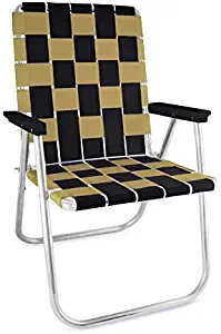 Lawn Chair USA Folding Aluminum Webbing Chair (Classic, Black//Gold)